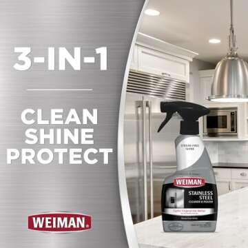 Weiman Stainless Steel Cleaner and Polish - Removes Fingerprints, Residue, Water Marks, Grease from ...