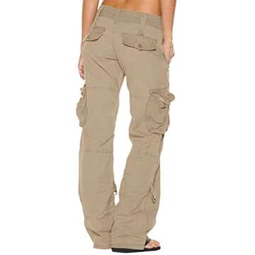 SMIDOW Low Rise Cargo Pants for Women Plus Size Baggy Stretchy Wide Leg Pants Pockets Y2K Streetwear Combat Military Trousers