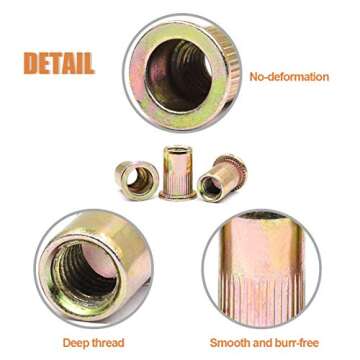 Keadic 150Pcs M4 Zinc Plated Rivet Nut Insert Kit