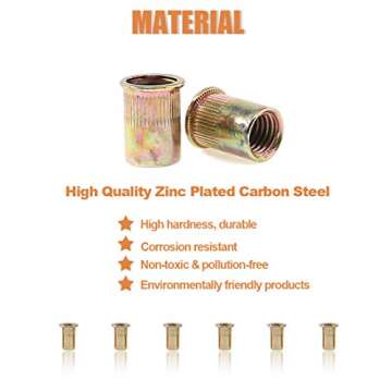 Keadic 150Pcs M4 Zinc Plated Rivet Nut Insert Kit