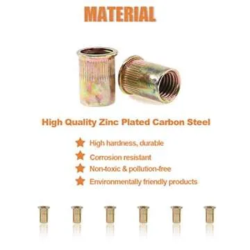 Keadic 150Pcs M4 Zinc Plated Rivet Nut Insert Kit