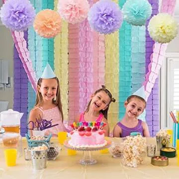 3D Four Leaf Flower Tissue Paper Hanging Streamers for All Party Events, Photo Garland Backdrop, 12-Pack (Rainbow Pastel)