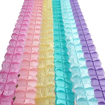 3D Four Leaf Flower Tissue Paper Hanging Streamers for All Party Events, Photo Garland Backdrop, 12-Pack (Rainbow Pastel)