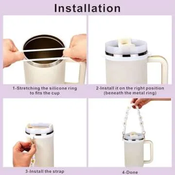 Compatible with Stanley Cup Accessories, 7pcs Tumbler Accessories for Stanley Cup 30/40 oz, Including Water Bottle Handle Strap, Cup Boot, Straw Cover, Plush Ball and Key Charm, Purple