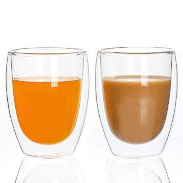 Elegant 12oz Double-Walled Glass Cups - 4 Pack