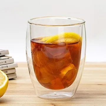 Elegant 12oz Double-Walled Glass Cups - 4 Pack