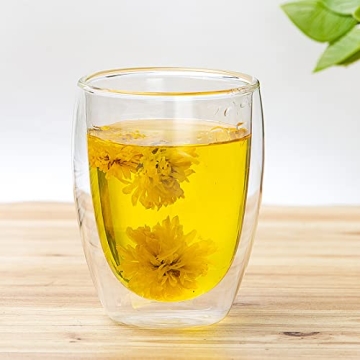 Elegant 12oz Double-Walled Glass Cups - 4 Pack