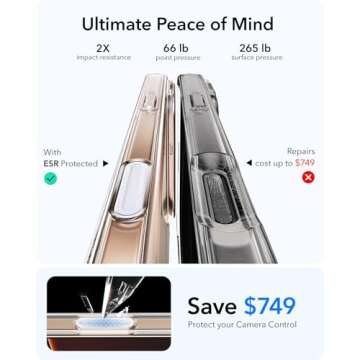 ESR for iPhone 16 Pro Max Case, Camera Control Compatible with MagSafe, Military-Grade Protective Case, Built-in Stash Stand Phone Case, Scratch-Resistant Back Cover, Classic Series, Clear