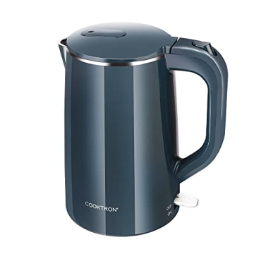 COOKTRON 1.7L Electric Kettle Quiet, Double Wall Hot Water Boiler BPA-Free, Quiet Boil and Cool Touc...