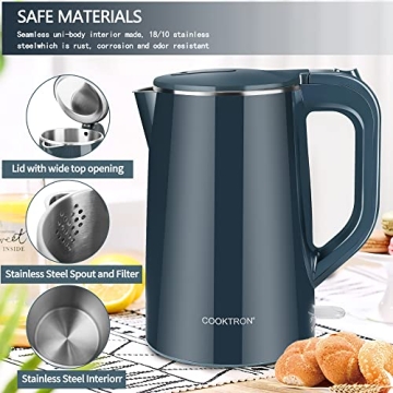 COOKTRON 1.7L Electric Kettle BPA-Free Quick Boil