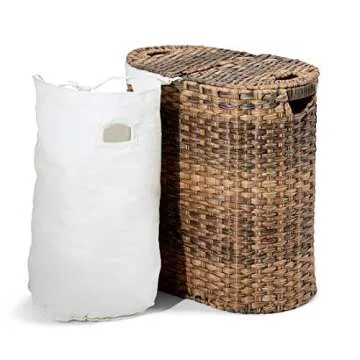 Seville Classics Premium Handwoven Portable Laundry Bin: Elegant & Functional