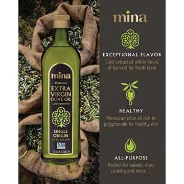 Mina Olive Oil Extra Virgin 33.8 Fl Oz, New Harvest, Polyphenol Rich Olive Oil for Cooking, Moroccan...