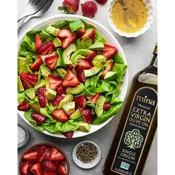 Mina Olive Oil Extra Virgin 33.8 Fl Oz, New Harvest, Polyphenol Rich Olive Oil for Cooking, Moroccan Extra Virgin Olive Oil, Single Origin Olive Oil, Cold Extraction, Less than 0.2% Acidity, 1 L