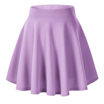 Women's Basic Versatile Stretchy Flared Casual Mini Skater Skirt (M, Lilac)