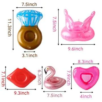 Grobro7 12Pack Inflatable Pool Drink Holder - Fun Shapes & Durable Quality