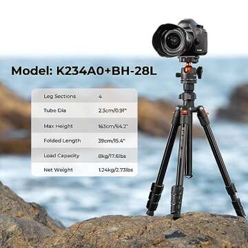 Versatile K&F Concept Camera Tripod with Quick Release Plates