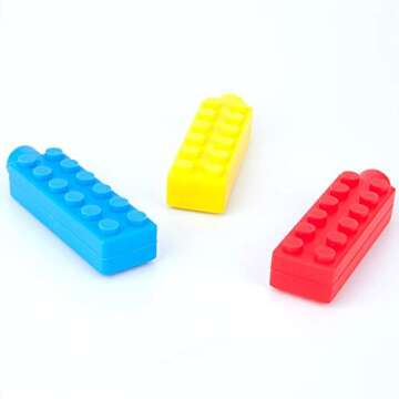 Chew Brick Chewable Pencil Toppers - 3-Pack - Chewy Sensory Aid for Autism & Oral Motor Special Needs Kids - Chewing Topper Helps Girls & Boys with Biting Teething by Solace (Mild, Chewy)