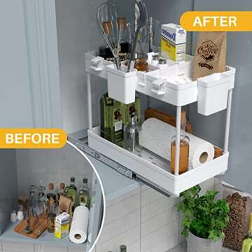 Under Cabinet Sliding Storage Drawer Basket Organizer