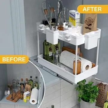 Under Cabinet Sliding Storage Drawer Basket Organizer