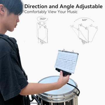 MusBoard Marching Lyre MB-SB10, Adjustable Marching Band Music Lyre for Snare Drum and Bass Drum with 10 Pages, Holds 20 Sheets of Music
