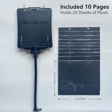 MusBoard Marching Lyre MB-SB10, Adjustable Marching Band Music Lyre for Snare Drum and Bass Drum with 10 Pages, Holds 20 Sheets of Music