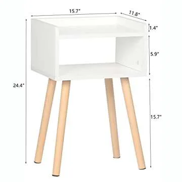 exilot White Nightstand with Open Storage for Small Spaces