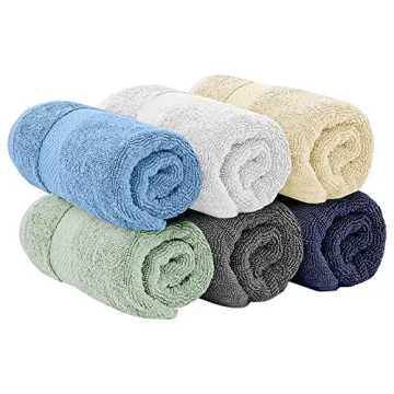 White Classic Luxury Hand Towels for Bathroom-Hotel-Spa-Kitchen-Set - Circlet Egyptian Cotton - 16x30 Inches - Set of 6 (Multi)