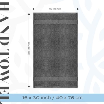 White Classic Luxury Hand Towels for Bathroom-Hotel-Spa-Kitchen-Set - Circlet Egyptian Cotton - 16x30 Inches - Set of 6 (Multi)