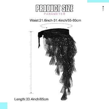 Nicute Sparkly Sequin Tulle Tutu Layered Ruffle Skirt Bustle Skirts Mermaid Costume for Women (Black...