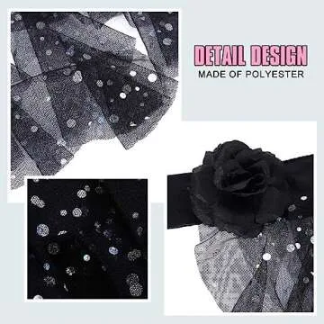 Nicute Sparkly Sequin Tulle Tutu Layered Ruffle Skirt Bustle Skirts Mermaid Costume for Women (Black)