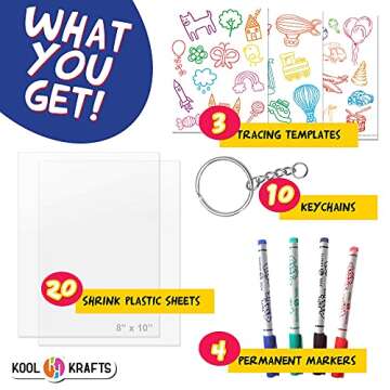 Shrink Krafts - Shrinky Paper Kit for Kids - Arts and Crafts for Girls & Boys Ages 6-12 - Craft Kits...