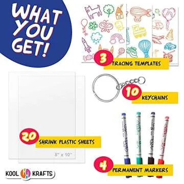 Shrink Krafts - Shrinky Paper Kit for Kids - Arts and Crafts for Girls & Boys Ages 6-12 - Craft Kits...