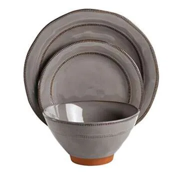 Gibson Elite Terranea Round Reactive Glaze Terra Cotta Dinnerware Set for Four
