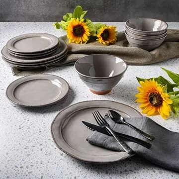 Gibson Elite Terranea 12-Piece Dinnerware Set in Grey