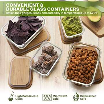 Greener Chef Glass Food Storage Containers with Bamboo Lids (2260 mL)