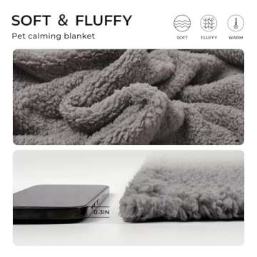 1 Pack 3 Calming Blankets Fluffy Premium Fleece Pet Blanket Soft Sherpa Throw for Dog Puppy Cat Grey...