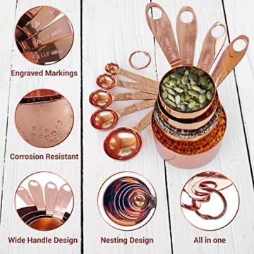 Stylish AGRUS Copper Measuring Cups and Spoons Set