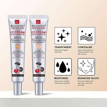 Color Correcting CC Cream with SPF 25, Coverage Lightweight Foundation, Hydrating Serum, Even Skin Tone Makeup and Skin Care, Boost Radiance, Refine Skin Texture, Avoid Sun Damage (LightLight, 1PCS)