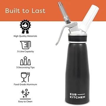 EurKitchen Professional Whipped Cream Dispenser for Home Cooking