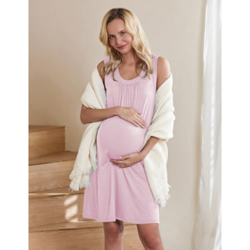 Ekouaer Nursing Nightgown for Maternity and Breastfeeding