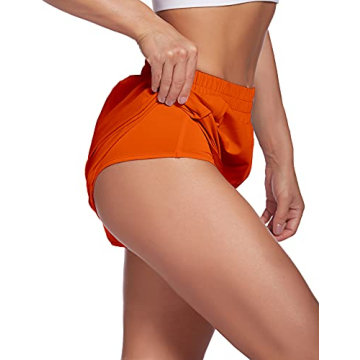 LaLaLa Women's Quick-Dry Workout Shorts with Zip Pocket