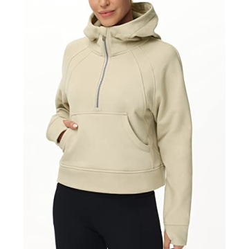 Stylish Women's Fleece Lined Half Zip Hoodies for Comfort