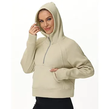 Stylish Women's Fleece Lined Half Zip Hoodies for Comfort