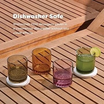 TOSSWARE 12oz Unbreakable Retro Glasses Set of 4