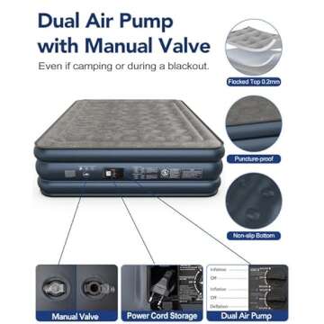 iDOO Air Mattress, Queen Inflatable Mattress with Built in Pump for Camping & Guest, 18" Raised Dual...