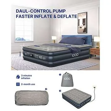 iDOO Air Mattress, Queen Inflatable Mattress with Built in Pump for Camping & Guest, 18" Raised Dual Chamber Airbed, Fast-Inflating Blow-up Bed, Colchon Inflatable - Portable, Comfortable, 650lbs Max