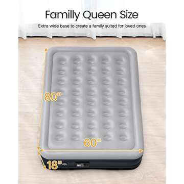 iDOO Air Mattress, Queen Inflatable Mattress with Built in Pump for Camping & Guest, 18" Raised Dual Chamber Airbed, Fast-Inflating Blow-up Bed, Colchon Inflatable - Portable, Comfortable, 650lbs Max