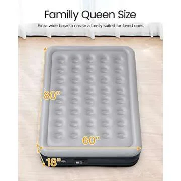 iDOO Air Mattress, Queen Inflatable Mattress with Built in Pump for Camping & Guest, 18" Raised Dual Chamber Airbed, Fast-Inflating Blow-up Bed, Colchon Inflatable - Portable, Comfortable, 650lbs Max
