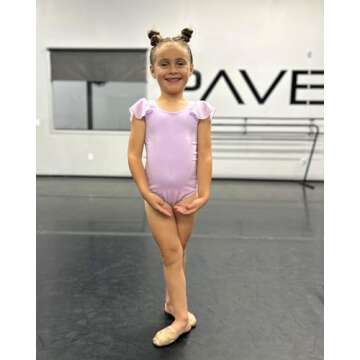 Stelle Girls Toddler Leotard for Ballet Dance Leotards Gymnastics Ruffle Short Sleeve Outfits (Laven...
