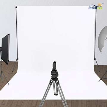 ISSUNTEX 6X9 ft Background Polyester Backdrop, Photo Studio, Collapsible High Density Screen for Video Photography and Television-White